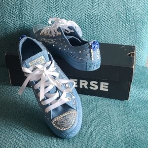 Customized Blue Converse size 8